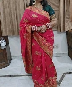 Elegant Pink Embroidered Saree