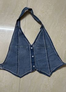 Denim Halter Neck Vest