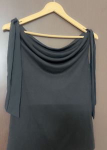 Chic Black Tie-Shoulder Top