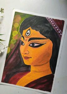 Durga Oil Pastel Painting