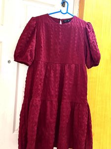 Maroon Tiered Mini Dress