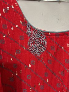 RED STITCHED DRESS