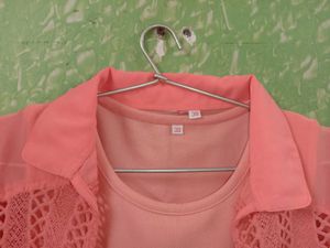 Peach Top with Lace Shrug