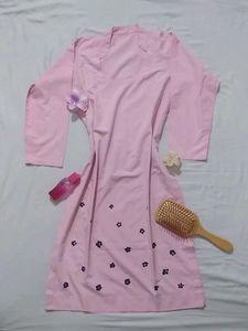 Pink Floral Print Kurta handmade