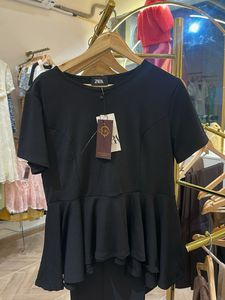 Zara Black Peplum Top