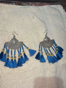 Blue Tassel Earrings