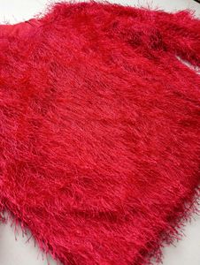 Red Shag Cropped Sweater
