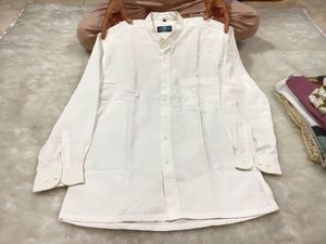 Men&#39;s imported satin silk White Shirt