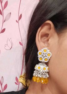 Yellow Jhumka Earrings