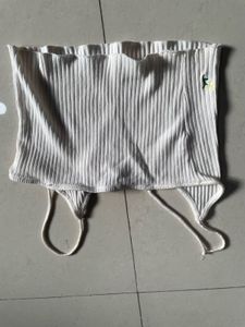 White Ribbed Crop Tank