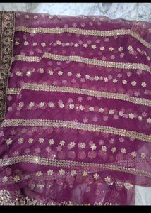 Purple heavy work saree