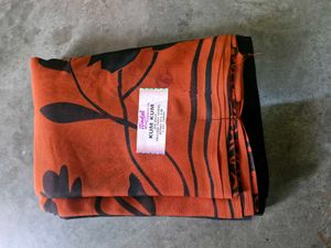 New Orange Floral Print Saree