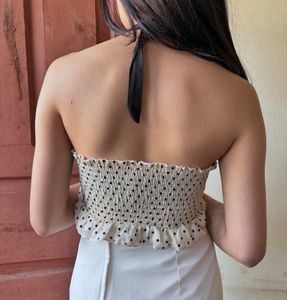 Polka Dot Halter Neck Crop Top