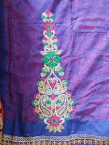Dark Blue Heavy Embroidery Saree With Blouse