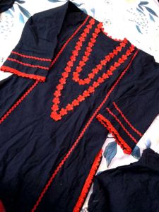 Pakistani Black &amp; Red Kurta Set