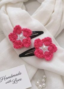 Crochet Flower Hair Clips - Handmade