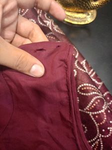 Maroon Printed Saree With Blouse🌺