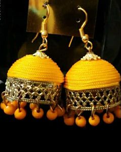 Oxidized Yellow Jhumka Earrings