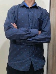 navy blue thrifted shirts for men