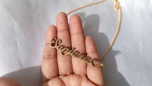 Custom &#39;Sanjana&#39; name necklace with heart detail