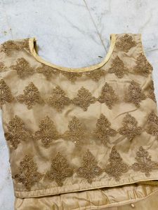 Weading Golden Lahnga Choli With Boatneck Blouse
