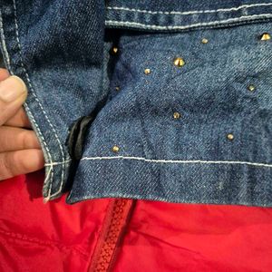 Unique Denim &amp; Red Jacket/ puffer