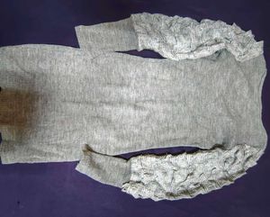 Gray Long Sleeve Mini Dress