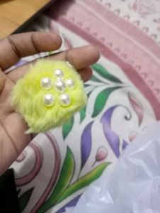 Yellow Furry Hair Clip