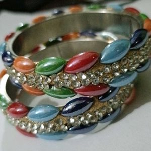 Colorful Rhinestone Bangle Set