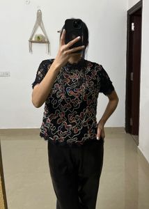 ZARA FLORAL Lace Embroidered TOP