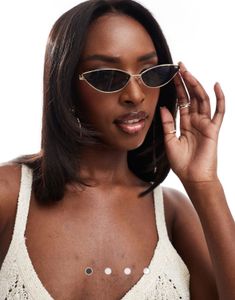 ASOS DESIGN Y2k cat eye sunglasses in gold