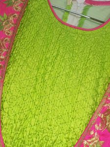 Pink &amp; Green Embroidered Dress