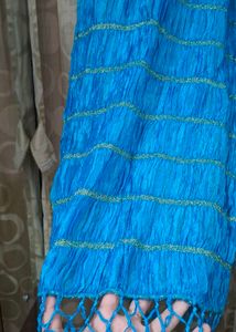 blue lace work dupatta