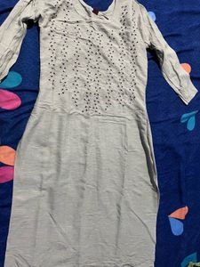 Gray Embroidered Kurti