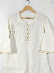 Fabindia Cream Printed Cotton Kurti (Women)