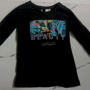 Black &#34;Beauty&#34; Long Sleeve Tee