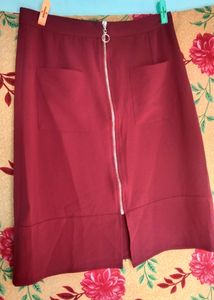Stylish Maroon Midi Skirt