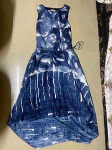 Elegant Blue Print Dress