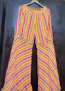 Multi Striped Printed Sharara Suit for 36 Bust