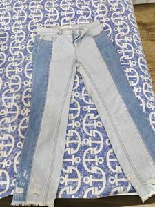 Two-Tone Denim Jeans