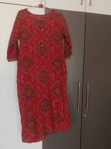 Elegant Red Bandhani Kurta – XL Size