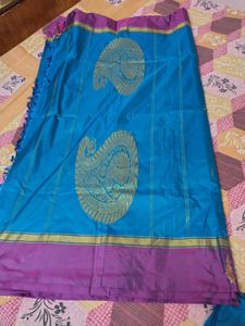 Blue &amp; Purple Silk Saree