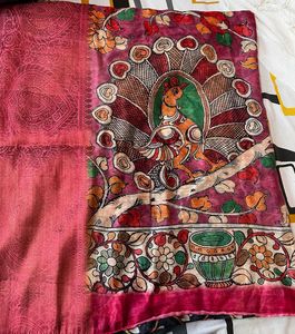 Elegant Printed Saree with reddish pink blouse