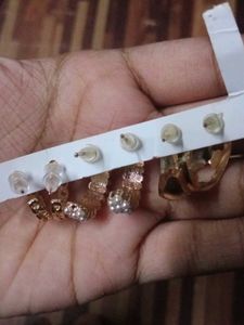 Earring Set: Gold Hoops &amp; Pearl Studs (3 Pairs)