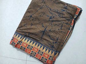 Elegant Brown &amp; Gold Saree