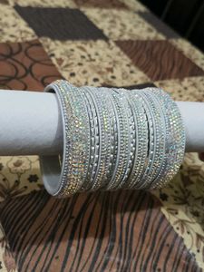 Sparkling Silver Bangles - Set