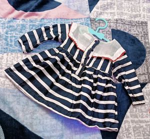 Striped Baby Dress with Butterflies