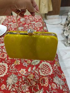 Mustard Hand Clutch With Sling