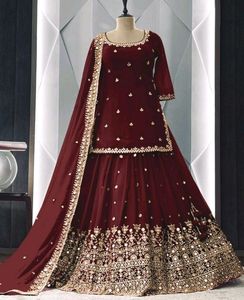 💥 🆕️ Semi-Stitched Maroon Lehenga
