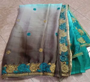 Brown With Green Colour Beautiful Saree 🥰